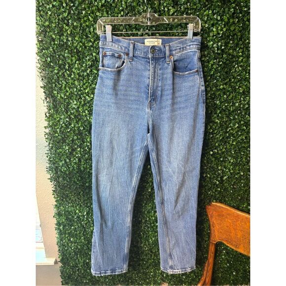 Abercrombie and Fitch The Ankle Straight Leg Ultra High Rise Jeans Size 4/27 Blu - Picture 1 of 4
